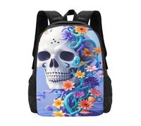 panverix Bones And Sea Of Flowers - Mochila para laptop de 15 pulgadas, mochila de trabajo para computadora