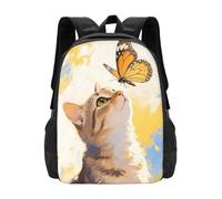panverix Cat Look At Butterfly - Mochila para portátil de 15 pulgadas, mochila casual casual