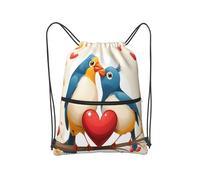 panverix Lindas bolsas de gimnasio con cordón, elegante mochila de playa para senderismo, Cute Birds in Love Light Beige, Talla única