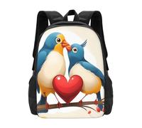 panverix Mochila informal para laptop de 15 pulgadas, diseño de animal con globos, color azul claro, Cute Birds in Love Light Beige, Talla única