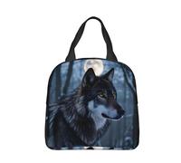 panverix Mystic Wolf In Snowy Forest On Dark - Bolsa de almuerzo pequeña reutilizable para el trabajo, picnic y playa