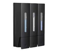 PanVibe Dispensador de jabón de pared sin taladrar, dispensador de gel de ducha negro montado en la pared, 3 x 400 ml, dispensador de champú, dispensación uniforme para jabón líquido y acondicionador,