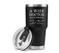 Panvola 'A Wise Doctor Once Wrote ' Vaso Médico Estudiante de Medicina MD Practitioner DR Taza de Viaje Cumpleaños Navidad Aislamiento al Vacío Acero Inoxidable con Tapa Extraíble y Pajita (30 oz)