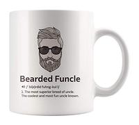 Panvola 'Bearded Funcle ' Taza de definición tío de sobrina sobrino hermano hermana día del padre taza de café de cerámica divertida 11 oz blanco