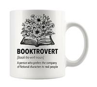 Panvola Booktrovert - Taza de cerámica divertida para amantes de los libros, regalos para mujeres, hombres, hermana, novia, esposa, de marido, novio, papá, mamá, taza de cerámica, 325 ml, color blanco