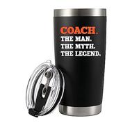 Panvola 'Coach The Man The Myth The Legend ' Coach Gifts Deportes Fútbol Béisbol Baloncesto Gimnasio Entrenador Vaso aislado al vacío (20 oz)