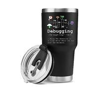 Panvola 'Debugging Definition ' Programador de computadoras Estudiante Profesor Codificador TI Vaso aislado al vacío Taza de viaje de acero inoxidable con tapa extraíble de paja (30 oz)