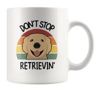 Panvola 'Don't Stop Retrievin ' Taza de café de cerámica vintage retro con texto en inglés Golden Retriever Dog Mom Dad Pet Lover Owner, 11 oz, color blanco