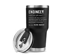 Panvola 'Engineer Definition ' Vaso divertido para estudiantes de ingeniería y nuevo transeúnte con licencia, vaso aislado al vacío de acero inoxidable con pajita y tapa extraíble (30 oz)