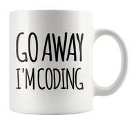 Panvola Go Away I'm Coder - Taza de cerámica para regalo de programador de computadora, para estudiantes, graduación, cumpleaños, San Valentín, Navidad, color blanco, 325 ml, color blanco