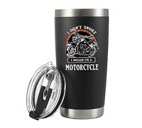 Panvola 'I Don't Snore I Dream I'm A Motorcycle ' Vaso de acero inoxidable para roncadores, motociclista, regalo para papá, marido, novio, tío, taza de viaje (20 oz, negro)
