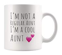 Panvola 'I'm Not A Regular Aunt I'm A Cool Aunt ' Taza de café divertida regalo para tía tía Kinswoman 11 onzas taza de cerámica impresa en blanco de doble cara