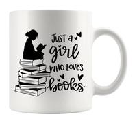 Panvola Just A Girl Who Loves Books - Taza de cerámica para café, 325 ml, color blanco