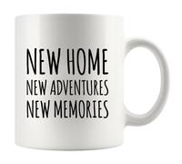 Panvola New Home New Adventures New Memories Moving Gift para parejas recin casadas en movimiento Familia House -Presents Coffee Taza (11 oz de blan
