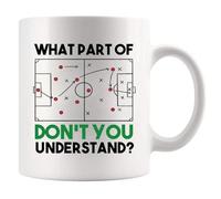 Panvola ¿Qué parte de no entiendes Regalos para entrenador de fútbol Regalos para amantes del fútbol para hombres Marido Novio Hermano Taza de cerámica 11 oz blanca