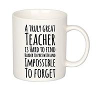 Panvola Taza de café con texto en inglés "A Truly Great Teacher Is Hard To Find 325 ml Apreciation From Student For Professor Mentor Coach Novedad", taza de cerámica blanca