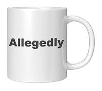 Panvola Taza de café con texto en inglés "Allegedly Lawyer" de 325 ml, regalo divertido para estudiantes de derecho, profesor, abogado, taza de cerámica, color blanco