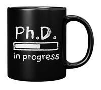 Panvola Taza de café de cerámica con texto en inglés "PhD in Progress Future Dr Doctor Medical Doctorate Student", regalo de graduación (11 onzas, negro)