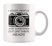 Panvola Taza de cerámica con texto en inglés "I Shoot People and Sometimes Cut Off Their Heads" para fotógrafos, regalos para fotografía, cámara, fotógrafo, videógrafo, 325 ml, color blanco