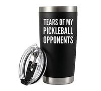 Panvola 'Tears of My Pickleball Opponents ' Vaso Sports Player Gifts Vaso de acero inoxidable con aislamiento al vacío con tapa extraíble y pajita (20 oz)