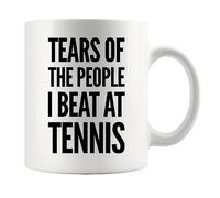 Panvola Tears of the People I Beat at Tennis Sports Tennis Regalos para hombres, mujeres, entrenadores, jugadores, taza de café de cerámica (11 onzas, blanco)
