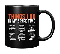 Panvola Things I Do in My Spare Time - Taza de café de cerámica para hombres y mujeres, nuevos conductores, novio, papá, marido, amantes de los automóviles, mecánicos, coleccionistas (negro, 325 ml)