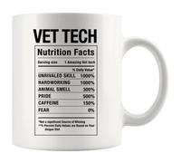 Panvola Vet Tech Nutritional Facts - Taza de café de cerámica de 325 ml, regalo veterinario, diseño de animales