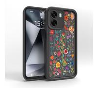 PanXCase Funda para OPPO A6x 5G 4G / A6 5G 4G / A6k - Carcasa Silicona Delgada Suave Ligera Elegante Diseño, Protección Cámara Antichoque Antiarañazos Cover (Black,Flowers)