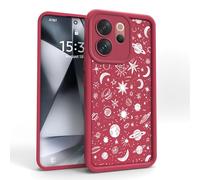 PanXCase Funda para Vivo V70 / V70 Elite - Carcasa Silicona Delgada Suave Ligera Elegante Diseño, Protección Cámara Antichoque Antiarañazos Cover (Wine Red,Planets)