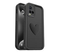PanXCase Funda para Vivo Y21 / Y33S 4G / Y21S - Carcasa 3D Heart Diseño Cute Silicona, Protección Cámara Femenina Mujer Antichoque Antiarañazos Cover (Black)