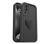 PanXCase Funda para Vivo Y52 5G / Vivo Y72 5G - Carcasa 3D Heart Diseño Cute Silicona, Protección Cámara Femenina Mujer Antichoque Antiarañazos Cover (Black)