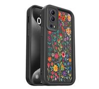 PanXCase Funda para Vivo Y52 5G / Vivo Y72 5G - Carcasa Silicona Delgada Suave Ligera Elegante Diseño, Protección Cámara Antichoque Antiarañazos Cover (Black,Flowers)