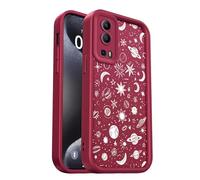 PanXCase Funda para Vivo Y52 5G / Vivo Y72 5G - Carcasa Silicona Delgada Suave Ligera Elegante Diseño, Protección Cámara Antichoque Antiarañazos Cover (Wine Red,Planets)
