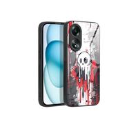 PanXCase Vidrio Funda para OPPO A58 4G - Patrón Dibujos Anti-Slip Diseño Carcasa Móvil, Antigolpes Anti-Scratch Ultra Delgado Bumper Case (Skull)
