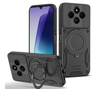 PANXIYUE Cover per Xiaomi Redmi 14C /Redmi A4 / Xiaomi Poco C75, con supporto magnetico invisibile ruotabile a 360°, bordi protettivi rigidi in PC + morbido TPU antiurto, Nero