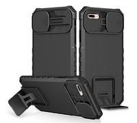 PANXIYUE Funda iPhone 7 plus 5.5 Pulgadas, Carcasa Protección Deslizante para la Cámara, con 360 Grados Full Body Anti-Shock Anti-arañazos Case Protector Bumper Silicona y Armor Soporte Carcasa, Negro