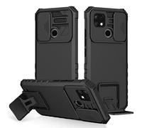 PANXIYUE Funda OPPO A15 / OPPO A15S, Carcasa Protección Deslizante para la Cámara, con 360 Grados Full Body Anti-Shock Anti-arañazos Case Protector Bumper Silicona y Armor Soporte Carcasa, Negro