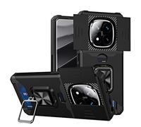 PANXIYUE Funda para Redmi Note 14 Pro, Ventana corrediza blindada a Prueba de Golpes Doble Capa Hard PC y Silicona TPU con 360°Anillo iman Soporte Carcasa Funda para Redmi Note 14 Pro 4G/5G, Negro