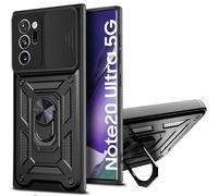 PANXIYUE Funda para Samsung Galaxy Note 20 Ultra,Ventana corrediza blindada a Prueba de Golpes Doble Capa Hard PC y Silicona TPU con 360°Anillo iman Soporte Carcasa Funda Galaxy Note 20 Ultra,Negro