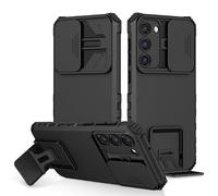 PANXIYUE Funda para Samsung Galaxy S23, Carcasa Protección Deslizante para la Cámara, con 360 Grados Full Body Anti-Shock Case Protector Bumper Silicona y Armor Soporte Carcasa, Negro