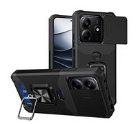 PANXIYUE Funda para Xiaomi Redmi Note 14, Ventana corrediza blindada a Prueba de Golpes Doble Capa Hard PC y Silicona TPU con 360°Anillo iman Soporte Carcasa Funda para Redmi Note 14 4G/5G, Negro