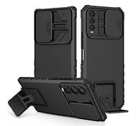 PANXIYUE Funda Samsung Galaxy A70 / A70S, Carcasa Protección Deslizante para la Cámara, con 360 Grados Full Body Anti-Shock Anti-arañazos Case Protector Bumper Silicona y Armor Soporte Carcasa, Negro