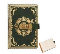 PANYI Cuaderno de Piel Vintage A5 con Cerradura de Combinación Diseño de Impresión en Relieve Vintage 100 Hojas 200 Páginas Engrosadas Adecuado Para Adolescentes Estudiantes y Adultos