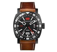 Panzera Aquamarine 45G Mecánico Automático Acero Negro PVD Marrón Fecha Cuero Zafiro GMT Reloj Hombre