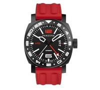 Panzera Aquamarine 45G Mecánico Automático Acero Negro PVD Rojo Fecha Cuero Zafiro GMT Reloj Hombre