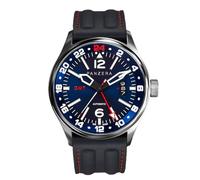 Panzera Flieger 45G Mecánico Automático Acero Azul Negro Silicona Zafiro Fecha Reloj Hombre, Negro , Correa
