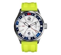 Panzera Flieger 45G Mecánico Automático Acero Blanco Amarillo Silicona Zafiro Fecha Reloj Hombre, amarillo, Correa