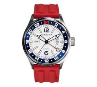 Panzera Flieger 45G Mecánico Automático Acero Blanco Rojo Silicona Zafiro Fecha Reloj Hombre, rojo