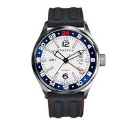 Panzera Flieger 45G Mecánico Automático Acero Blanco Silicona Zafiro Fecha Reloj Hombre, Negro , Correa