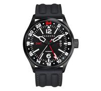 Panzera Flieger 45G Mecánico Automático Acero Negro Silicona Zafiro Fecha Reloj Hombre, Negro , Correa
